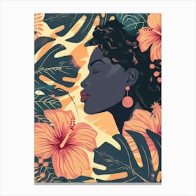 Hawaiian Girl With Flowers Canvas Print