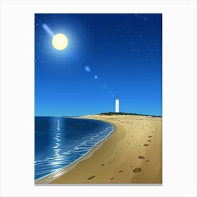 Lighthouse At Night Canvas Print