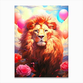 Lion With Balloons 1 Canvas Print