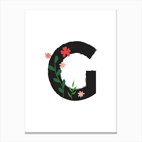 Bedroom Decor White Floral Letters Grey 07 Canvas Print