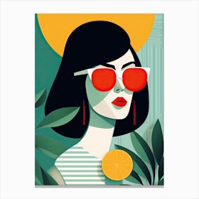 Woman and lemons Canvas Print