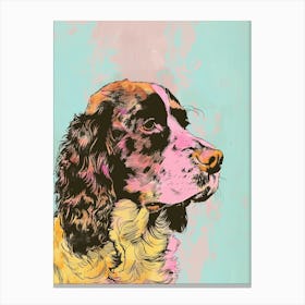 Pastel Clumber Spaniel Dog Pastel Line Illustration  3 Canvas Print