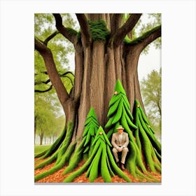 Man Sits Under A Tree Canvas Print