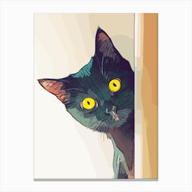 Black Cat With Yellow Eyes 1 Canvas Print