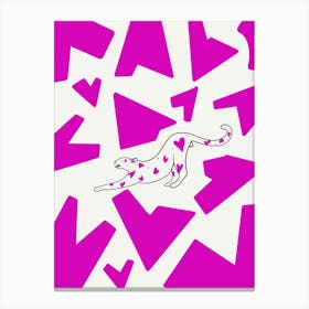 Leopard Love Pink. Leopard pink hearts. Leopard line illustration Canvas Print