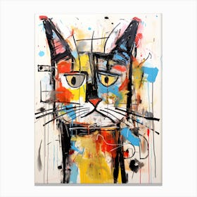 Urban Whisker Odyssey: Graffiti in Basquiat Style Canvas Print