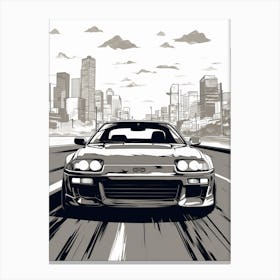 Toyota Supra City Skyline Line Drawing 3 Canvas Print