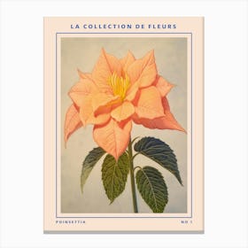 Poinsettia French Flower Botanical Poster Canvas Print