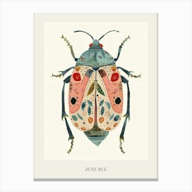 Colourful Insect Illustration June Bug 14 Poster Canvas Print