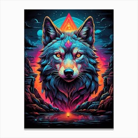 Psychedelic Wolf 10 Canvas Print