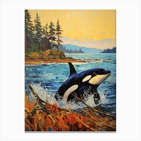 Orca Whale Woodland Coast 2 Canvas Print