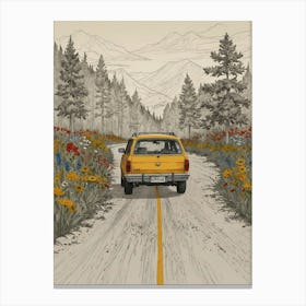 Yellow Car On Road Canvas Print Canvas Print