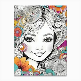 Girl With Flowers ~ Reimagined 1 Canvas Print