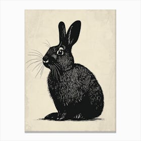 Beveren Blockprint Rabbit Illustration 2 Canvas Print