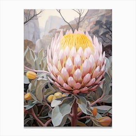 Protea 3 Flower Painting Canvas Print