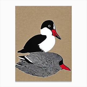 Bufflehead 3 Linocut Bird Canvas Print