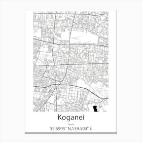 Koganei,Japan Minimalist Map Toile