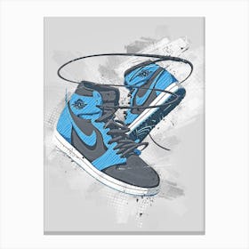 Nike Air Jordan Blue Painting Canvas Print