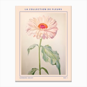 Gerbera Daisy French Flower Botanical Poster Canvas Print