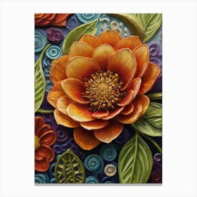 Orange And Purple Flowers Canvas Print