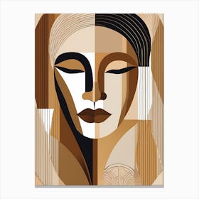 Boho Abstract Face Illustration with Earthly tones, 1207 Canvas Print