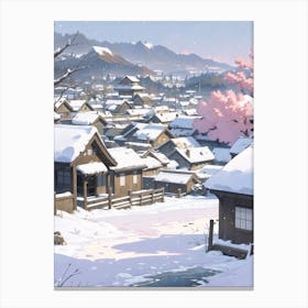 Japanese Snowy Village Canvas Print