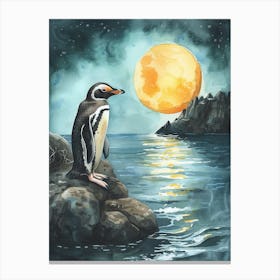 Humboldt Penguin Half Moon Island Watercolour Painting 1 Canvas Print