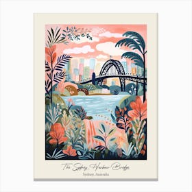 The Sydney Harbour Bridge   Sydney, Australia   Cute Botanical Illustration Travel 3 Poster Canvas Print