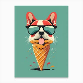 French Bulldog Ice Cream Cone Canvas Print