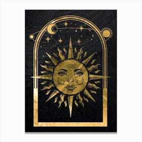 Mystical Gold Moon: Sun & Moon Canvas Print