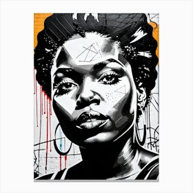 Vintage Graffiti Mural Of Beautiful Black Woman 11 Canvas Print