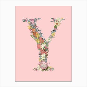 Y Pink Alphabet Letter Canvas Print