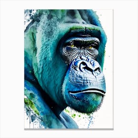 Gorilla With Confused Face Gorillas Mosaic Watercolour 1 Canvas Print