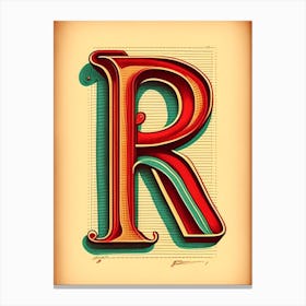 R, Letter, Alphabet Vintage Sketch 1 Canvas Print