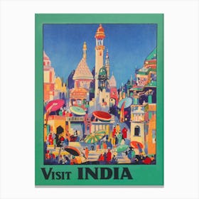Visit India Vintage Travel Poster 1 Canvas Print