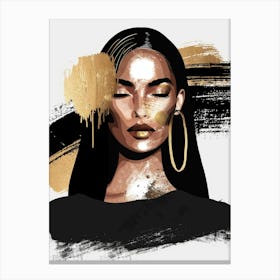 Black Woman With Gold Paint 1 Canvas Print