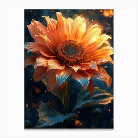 Sunflower In The Dark 2 Canvas Print
