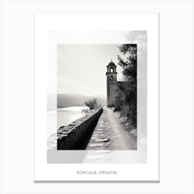 Poster Of Korcula, Croatia, Black And White Old Photo 3 Canvas Print