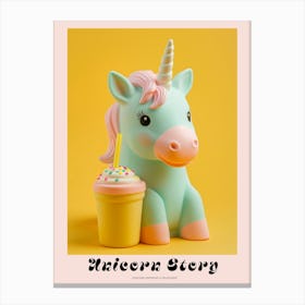 Toy Unicorn & A Milkshake Yellow Poster Canvas Print