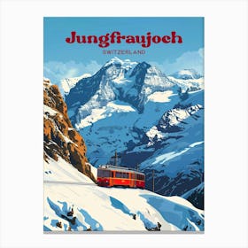 Jungfraujoch Switzerland Bernese Alps Digital Travel Illustration Canvas Print