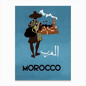 Morocco, Man In Traditional Costume Going to the Big City Canvas Print