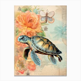 Beach House Sea Turtle  6 Canvas Print