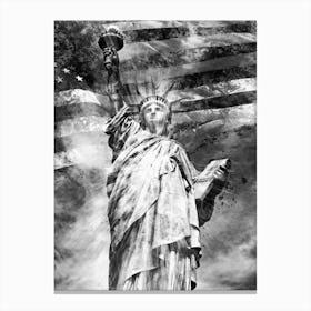 Monochrome Art Statue Of Liberty Canvas Print