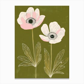 Pink & Green Anemone 2 Canvas Print