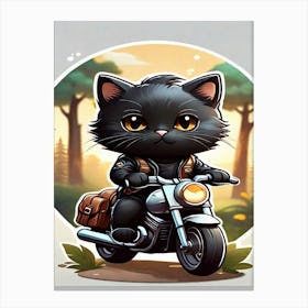 Cat On A Motorcycle 1 Canvas Print