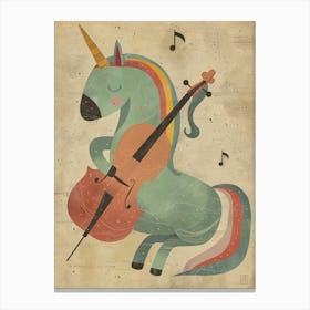 Pastel Unicorn Storybook Style Cello 2 Canvas Print