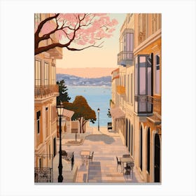 Split Croatia 2 Vintage Pink Travel Illustration Canvas Print