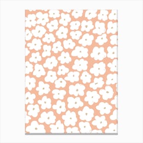 Daisies Pattern 1 Peach Pink Canvas Print