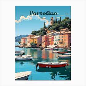 Portofino Italy Island Modern Travel Illustration Canvas Print