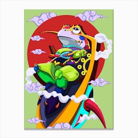 Knight Frog Cartoon Vintage Illustration Canvas Print